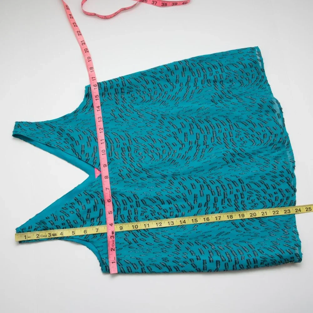 Lilly Pulitzer Florin Tank Top V-neck Silk Blouse Sleeveless Metallic Blue XXS - Picture 8 of 8